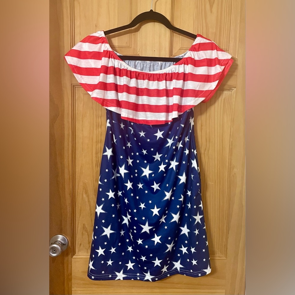 American Flag Off the Shoulder Dress
